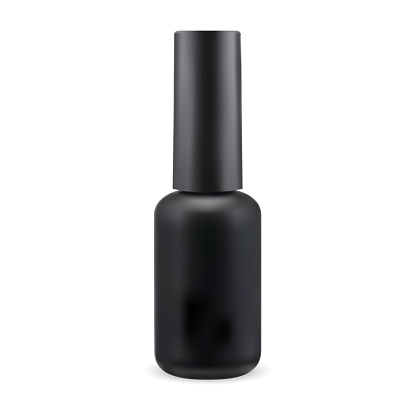 Black nail polish bottle. Manicure varnish container