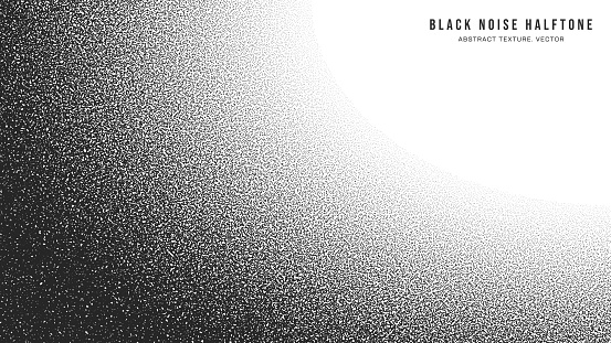 Black Noise Stipple Dotwork Halftone Gradient Vector Smooth Rounded Border Isolated On White. Hand Drawn Dotted Abstract Grainy Worn Texture. Handdrawn Pointillism Art Bent Form Conceptual Abstraction