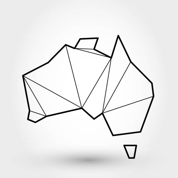 澳大利亞的黑色輪廓地圖 - australia 幅插畫檔、美工圖案、卡通及圖標