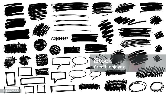 istock Black pen marker shapes 1313395832