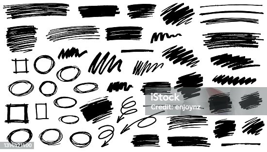 istock Black pen marker shapes 1314421400