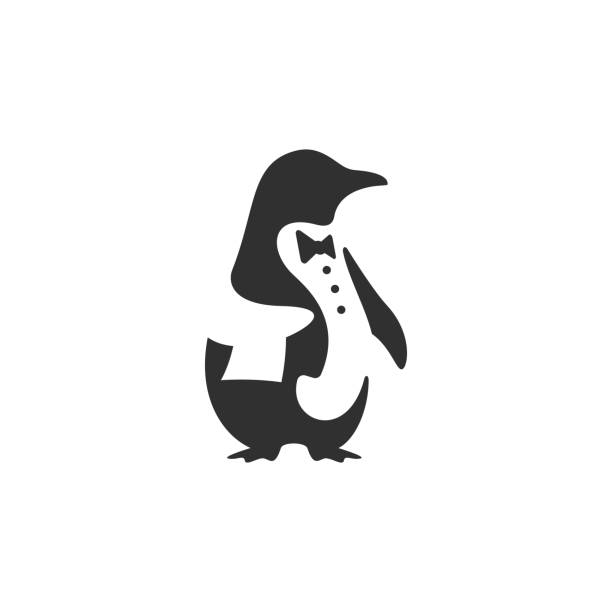 黒ペンギンに扮したバトラーやウェイター - ペンギン点のイラスト素材／クリップアート素材／マンガ素材／アイコン素材