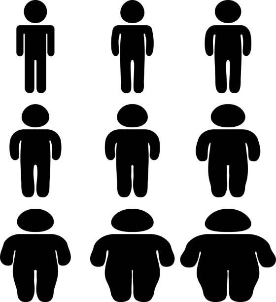 Black Person silhouette who is losing weight This is a vector illustration. doll stock illustrations