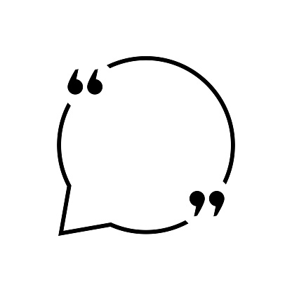 Black Quotation Marks With Thin Line Speech Bubble Stock Illustration ...