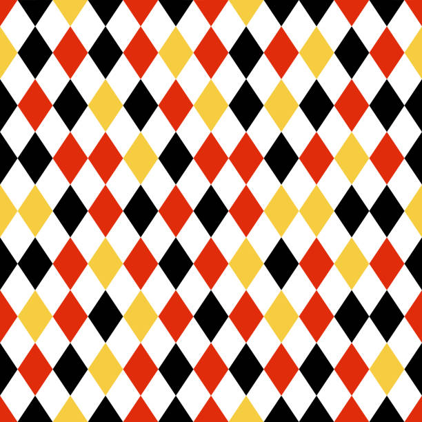 블랙, 레드, 그리고 노란색 다이아몬드 원활한 패턴 - 독일 문화 stock illustrations
