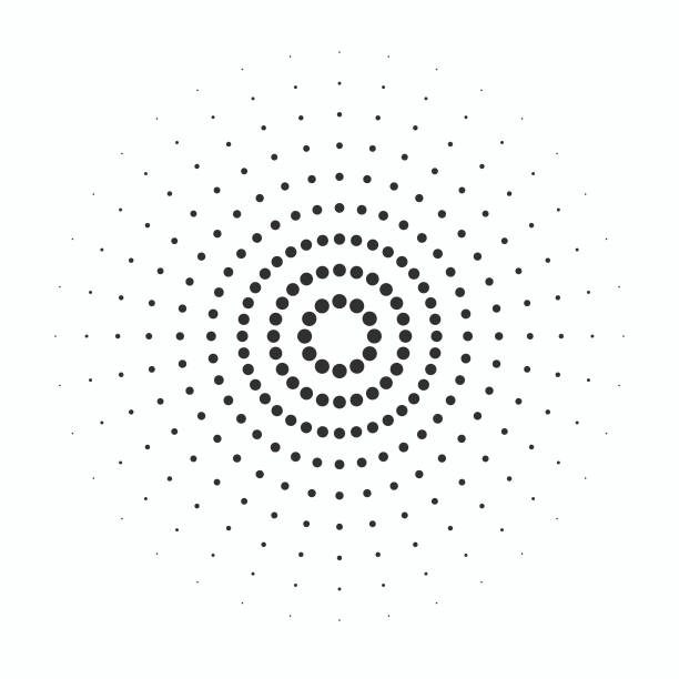 czarne pierścienie dźwięk fali i linii z punktami w kole. - dots stock illustrations
