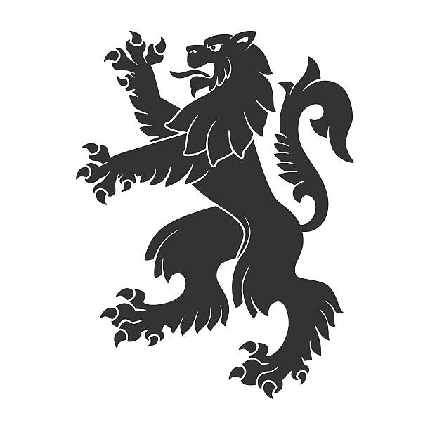 Black Roaring Lion Black Roaring Lion For Heraldry Or Tattoo Design Isolated On White Background animal's crest stock illustrations