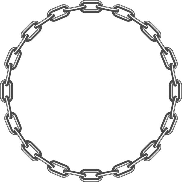 Black round chain. Black round chain isolated on white background. Circle frame concept. Vector illustration in flat style. EPS 10. chain object stock illustrations