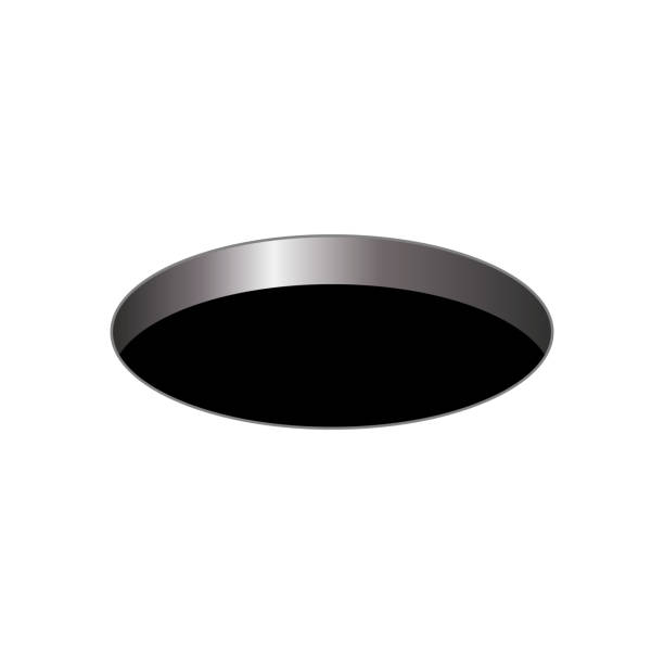 black round hole black round hole on a white isolated background. hole stock illustrations