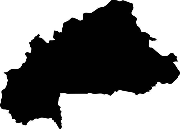 illustrations, cliparts, dessins animés et icônes de silhouette noire pays frontières carte du burkina faso sur fond blanc. contour d’état. illustration vectorielle - burkina faso