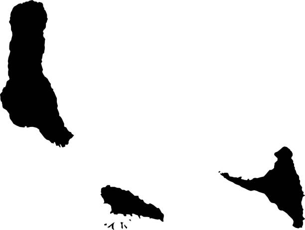 черный силуэт страны граничит с картой коморских островов на белом фоне. контур состояния. иллюстрация вектора - comoros stock illustrations