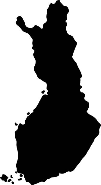 черный силуэт страны граничит с картой финляндии на белом фоне векторной иллюстрации - finland stock illustrations