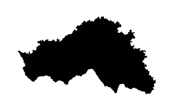 black silhouette map of belgorod oblast in russia - belgorod stock illustrations