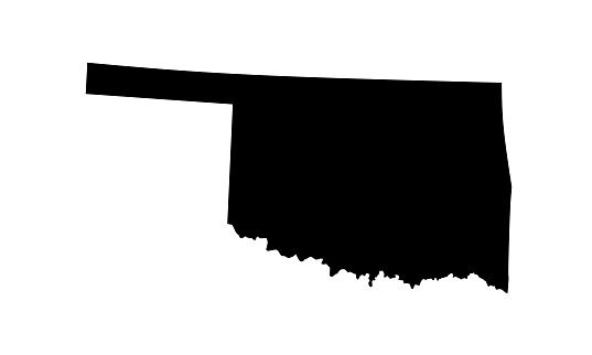 silhouette map of Oklahoma City in the United States on white background