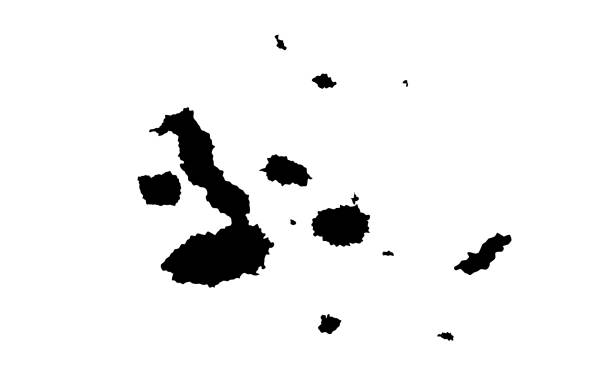 schwarze silhouettenkarte der galapagos-inseln - galápagos stock-grafiken, -clipart, -cartoons und -symbole