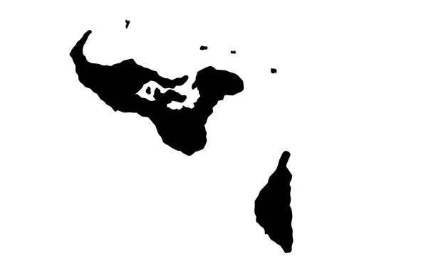 czarna sylwetka mapy kraju tonga w oceanii - tonga stock illustrations