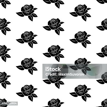 istock black silhouettes of roses, seamless pattern 494756904
