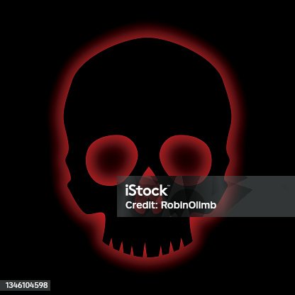 istock Black Skull Red Glow 1346104598