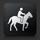 istock Black Square Button with Horse Riding 481875230