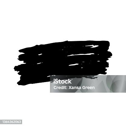 istock Black stain of paintbrush isolated on white background 1364362063