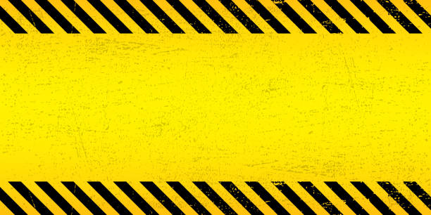 黄色の背景に黒のストリップ長方形。空白の警告記号。警告の背景。テンプレート。ベクトルイラスト eps10 - 建設現場点のイラスト素材／クリップアート素材／マンガ素材／アイコン素材