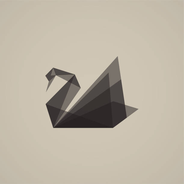 black swan, sign, emblem black swan logo sign emblem origami vector illustration swan stock illustrations