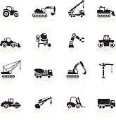 Illustration representing different construction machines.