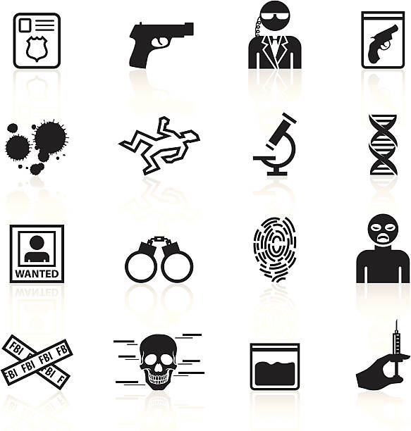 черные символы — фбр & исследования - fbi stock illustrations