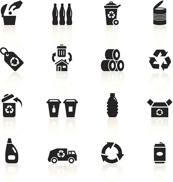 Black Symbols - Recycle Illustration of different recycling symbols. metal silhouettes stock illustrations