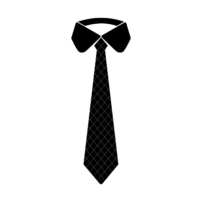 Vector black tie Icon on white background. Necktie symbol.