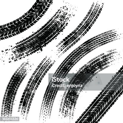istock Black tyre tracks 165813320