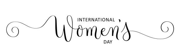stockillustraties, clipart, cartoons en iconen met internationale vrouwen dag zwarte vector borstel kalligrafie banner - womens day