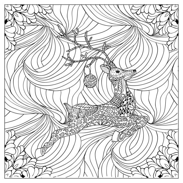 Black Vector Mono Color IllustrationAdult Coloring Book Page Design Art Illustration