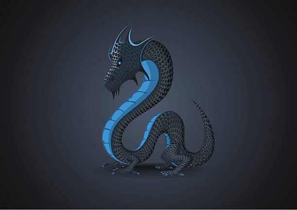 ilustrações de stock, clip art, desenhos animados e ícones de preto dragão-d'água-símbolo de 2012 - dragões olho