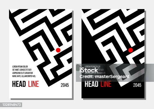 istock black white abstract geometrical maze cover, business report or corporate strategy template 1328148473
