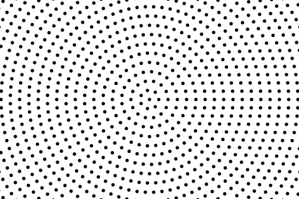 Black white dotted texture. Radial halftone vector background. Centered dotted pattern. vector art illustration