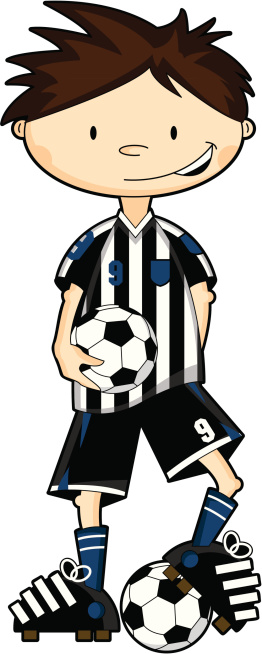 Black & White Stripe Soccer Boy Character