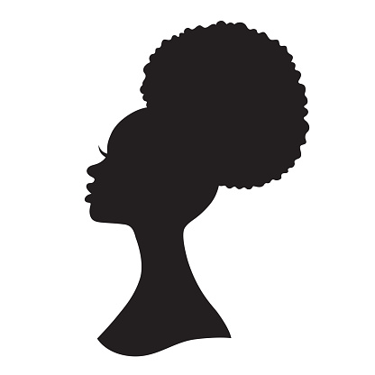 Black Woman Afro Puff Drawstring Ponytail Stock 