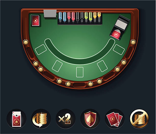 stockillustraties, clipart, cartoons en iconen met blackjack table layout - blackjack