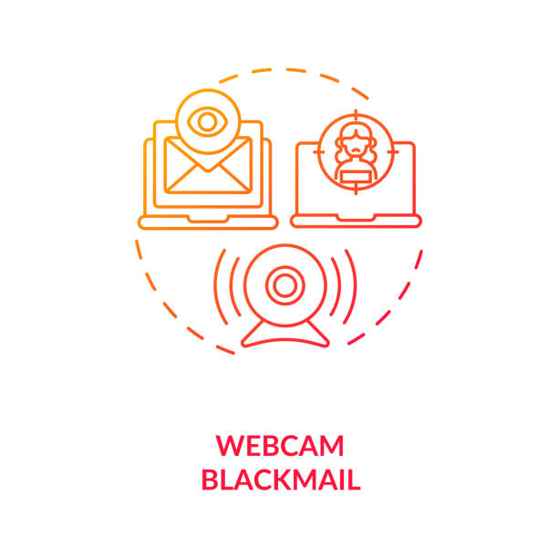 Blackmail on dating website webcam concept icon Blackmail on dating website webcam concept icon. Avoid thieths who want to steal money thin line illustration. Nude video call vector isolated outline RGB color drawing my nude webcam stock illustrations