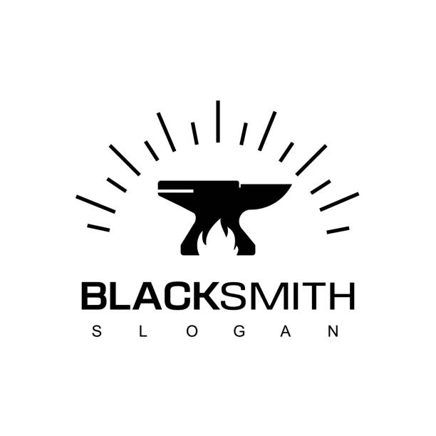 Blacksmith Logo Design Template Blacksmith Icon Design Vector blacksmith stock illustrations