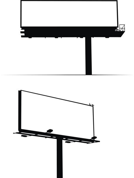 Blank billboard signs against white background vector art illustration