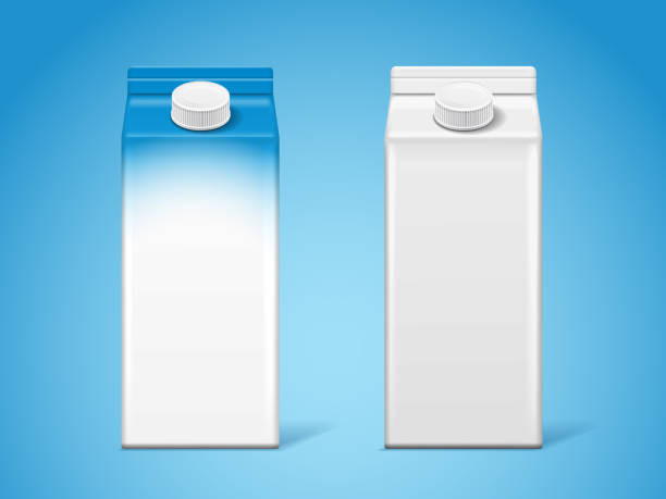 ilustrações, clipart, desenhos animados e ícones de caixas de leite em branco da caixa ou recipiente 3d de papel - caixa de leite
