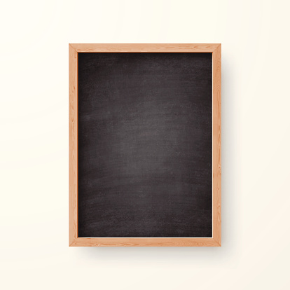 Blank Chalkboard with Wooden Frame on white Background