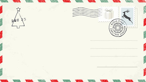 Blank Christmas Postcard Blank Christmas Postcard with Postage Stamps and elements. Vector Illustration.EPS10, Ai10, PDF, High-Res JPEG included. alphabet clipart stock illustrations