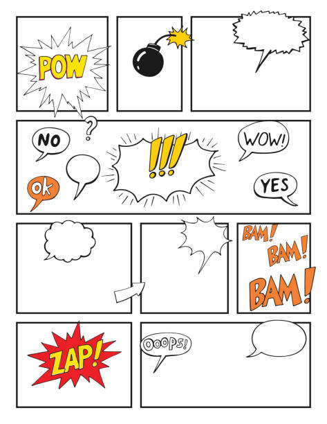 Blank Comic Book, Mock up with empty speech bubbles Blank Comic Book, Mock up with empty speech bubbles quote coloring pages stock illustrations