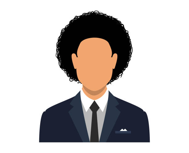 blank face avatar of a man with afro-hair style - blick in die kamera stock-grafiken, -clipart, -cartoons und -symbole