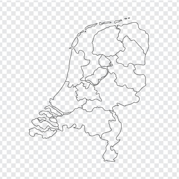 stockillustraties, clipart, cartoons en iconen met lege kaart nederland. hoge kwaliteit kaart koninkrijk van nederland met provincies op transparante achtergrond voor uw websiteontwerp, logo, app, ui. voorraad vector. vectorillustratie eps10. - den haag