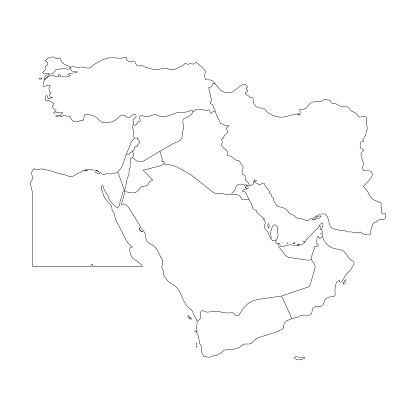 中東または近東の白地図シンプルなフラット アウトライン ベクトル小話 アジア大陸のベクターアート素材や画像を多数ご用意 Istock