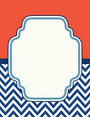 Coastal geometric invitation background with frame for text. Flat colors. Several layers for easier editing. Ideal for birthday invitations or party invites.